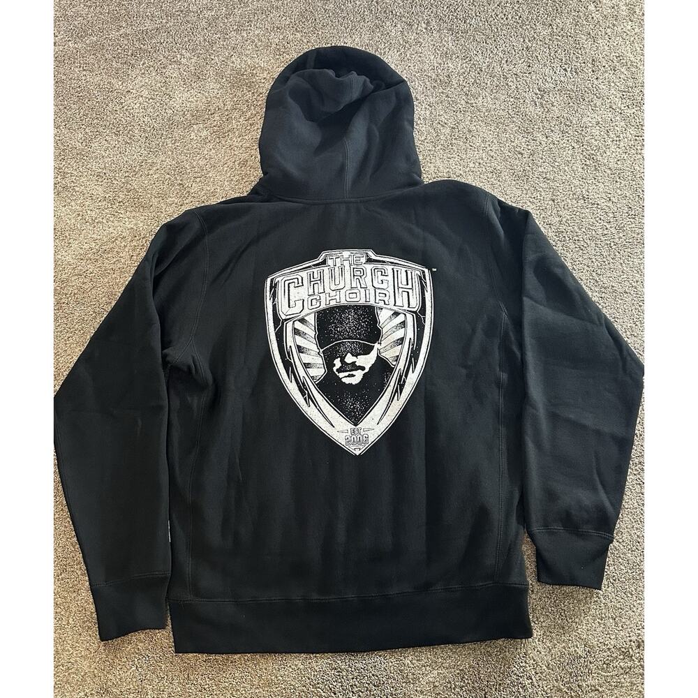 Eric Church Choir Heavy Thick Graphic Black Fleece Tour Hoodie Men's L Concert